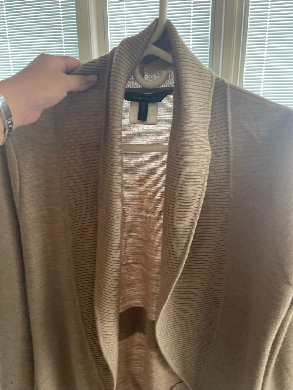BCBGMaxAzria Taupe Shawl-Collar Open Cardigan
